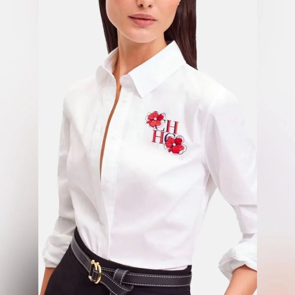 Carolina Herrera White Garment with Red CH embroidery, 2XL